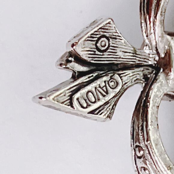 VTG Signed Avon Tulip Brooch Earrings Set Pink Rhinestone Silver Tone Marcasite - Picture 7 of 13